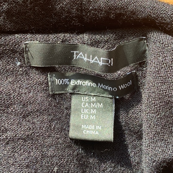 Black Tahari 100% Merino Wool Drape Open Cardigan - Picture 9 of 9